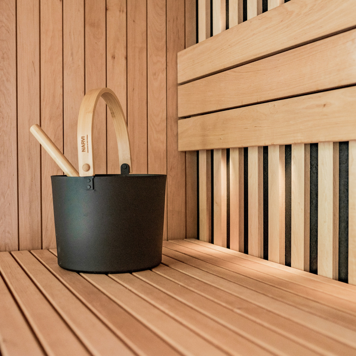 sauna and a bucket