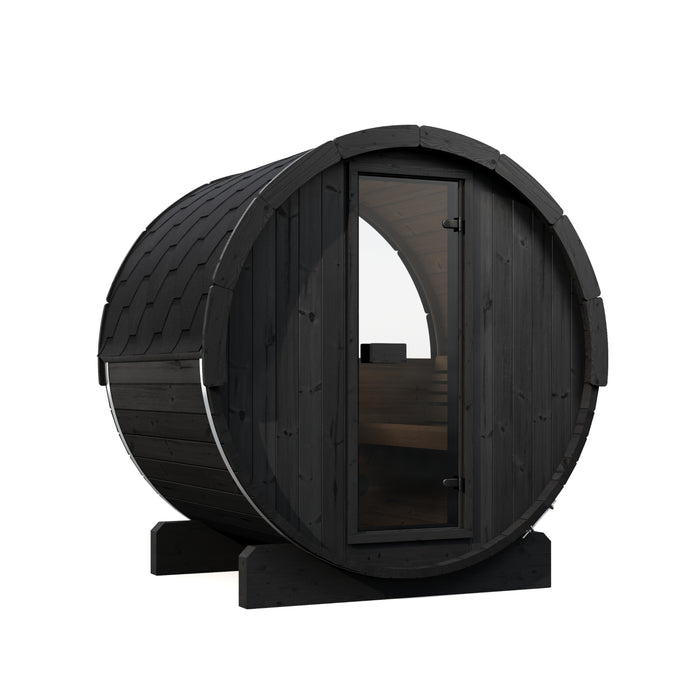 SaunaLife Model E6WB Ergo-Series 3-Person Traditional Outdoor Barrel Sauna with Rear Window