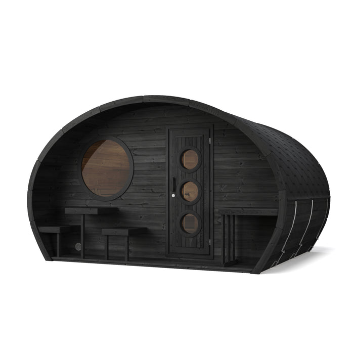 SaunaLife Model G11B Garden-Series 8-Person Traditional Outdoor Barrel Sauna with Changeroom