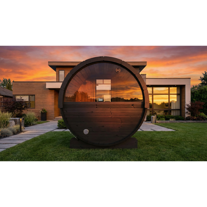 SaunaLife Model E6WB Ergo-Series 3-Person Traditional Outdoor Barrel Sauna with Rear Window