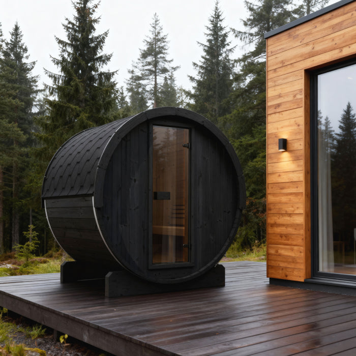 SaunaLife Model E7B Ergo-Series 4-Person Traditional Outdoor Barrel Sauna