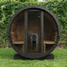 SaunaLife Model E7GB Ergo-Series 4-Person Traditional Outdoor Barrel Sauna with Full-Glass Front