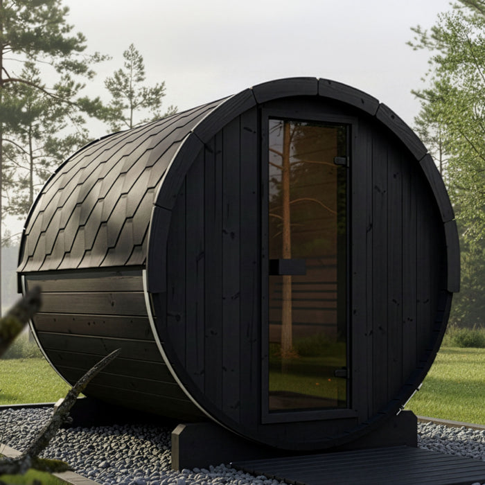 SaunaLife Model E8B Ergo-Series 6-Person Traditional Outdoor Barrel Sauna