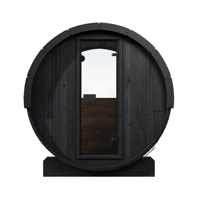 SaunaLife Model E7WB Ergo-Series 4-Person Traditional Outdoor Barrel Sauna with Rear Window