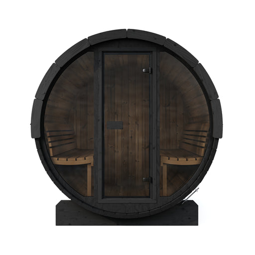 SaunaLife Model E8GB Ergo-Series 6-Person Traditional Outdoor Barrel Sauna with Full-Glass Front