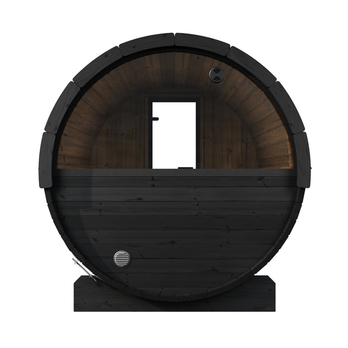SaunaLife Model E8WB Ergo-Series 6-Person Traditional Outdoor Barrel Sauna with Rear Window