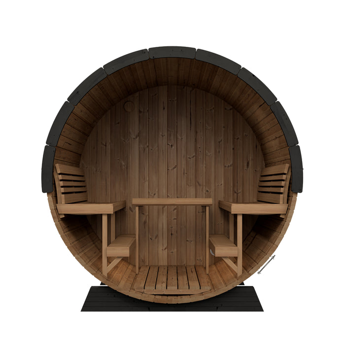SaunaLife Model EE8GB Ergo Elegance-Series 6-Person Traditional Outdoor Barrel Sauna with Full-Glass Front