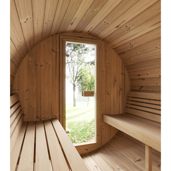 SaunaLife Model E7B Ergo-Series 4-Person Traditional Outdoor Barrel Sauna