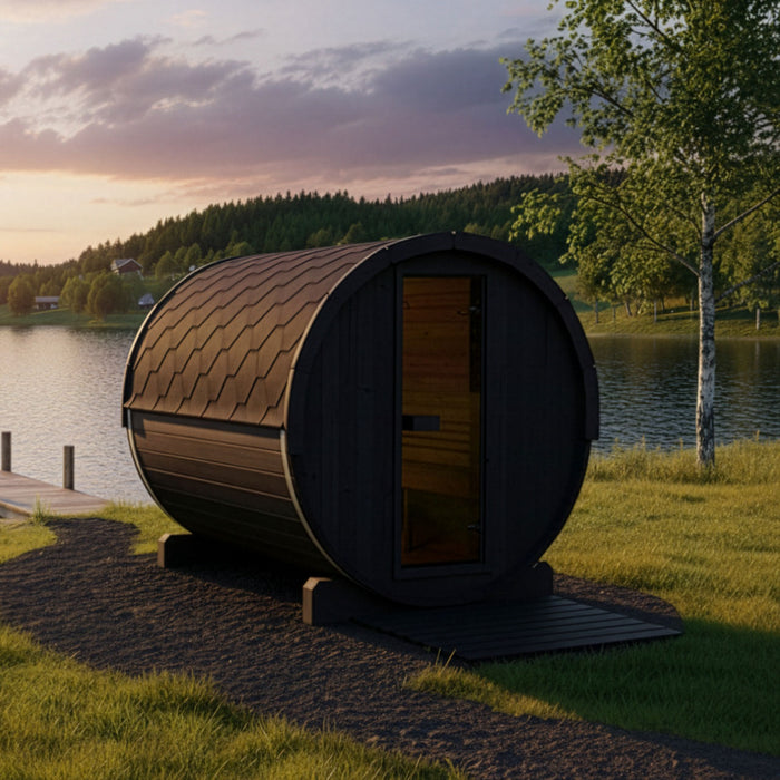 SaunaLife Model E8B Ergo-Series 6-Person Traditional Outdoor Barrel Sauna
