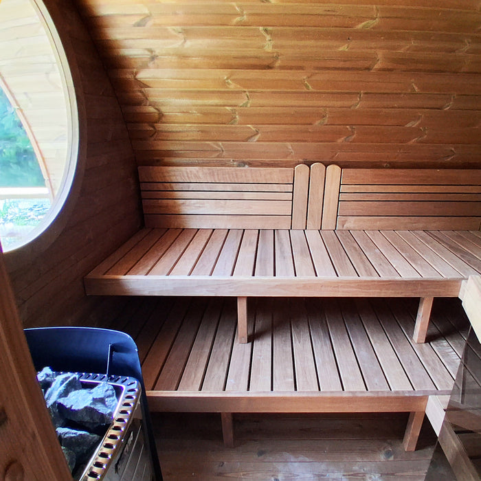 SaunaLife Model G11B Garden-Series 8-Person Traditional Outdoor Barrel Sauna with Changeroom