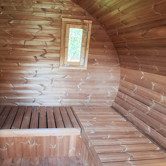 SaunaLife Model G11B Garden-Series 8-Person Traditional Outdoor Barrel Sauna with Changeroom