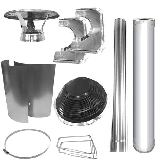 Harvia Stainless Steel Chimney & Assembly Kit, Barrel, Flat Roof
