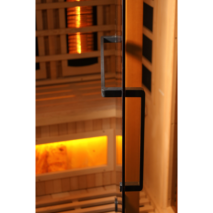 Golden Designs 3-Person Corner Full Spectrum PureTech™ Near Zero EMF FAR Infrared Sauna with Himalayan Salt Bar 5