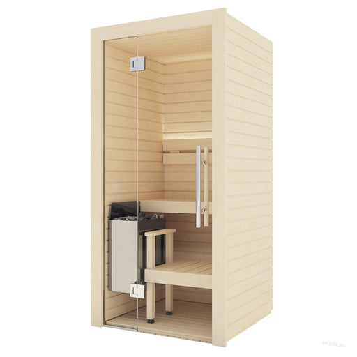 Auroom Cala Glass Mini 1-Person Traditional Indoor Sauna — Aspen