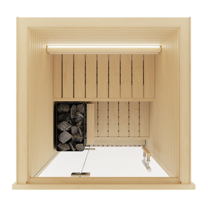 Auroom Cala Glass Mini 1-Person Traditional Indoor Sauna — Aspen