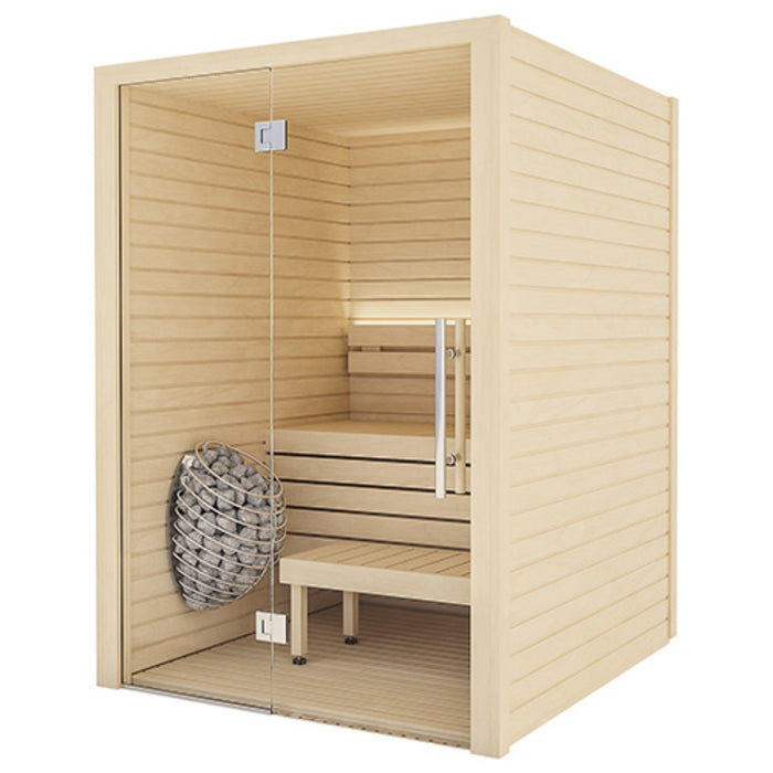Auroom Cala Glass 2-4 Person Traditional Indoor Sauna - Aspen
