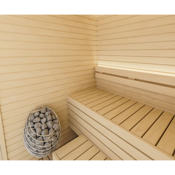 Auroom Cala Glass 2-4 Person Traditional Indoor Sauna - Aspen