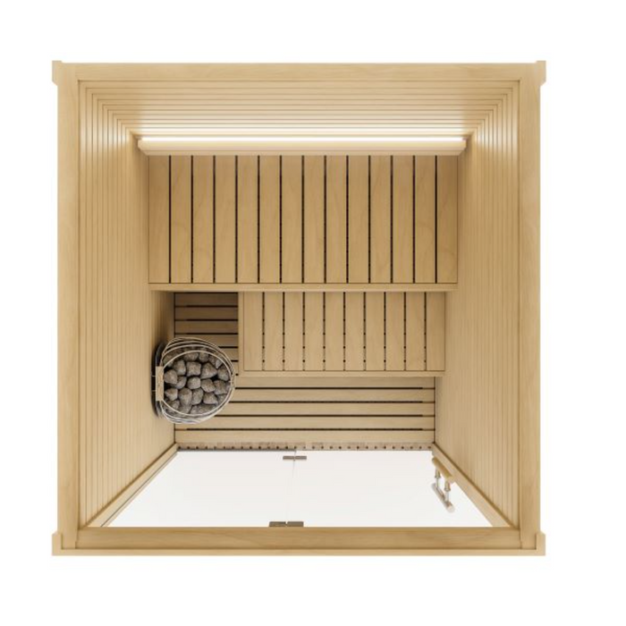 Auroom Cala Glass 2-4 Person Traditional Indoor Sauna - Aspen