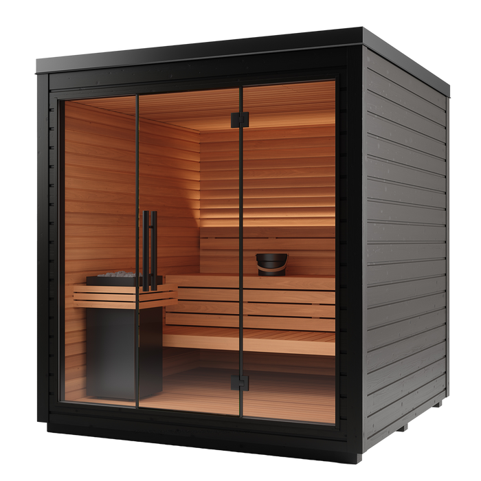 Auroom Mira L 5-Person Traditional Outdoor Sauna — Black