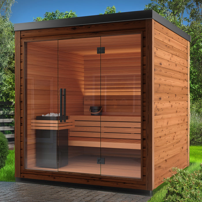 Auroom Mira L 5-Person Traditional Outdoor Sauna — Natural