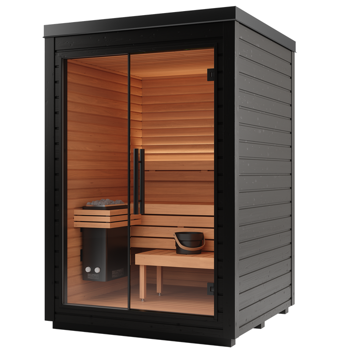 Auroom Mira S 2-Person Traditional Outdoor Sauna — Black