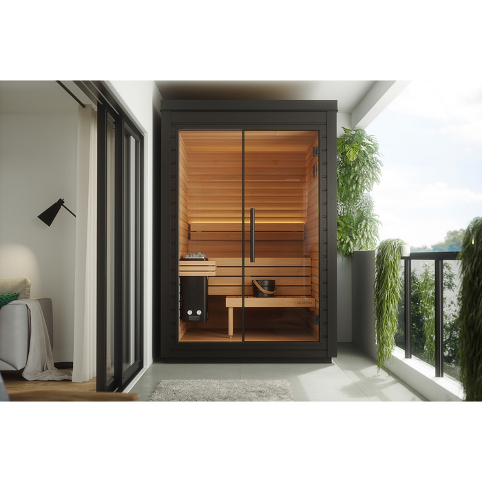 Auroom Mira S 2-Person Traditional Outdoor Sauna — Black