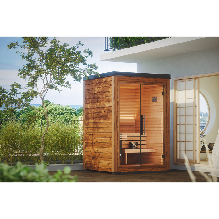 Auroom Mira S 2-Person Traditional Outdoor Sauna — Natural