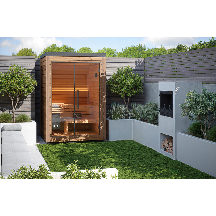 Auroom Mira S 2-Person Traditional Outdoor Sauna — Natural