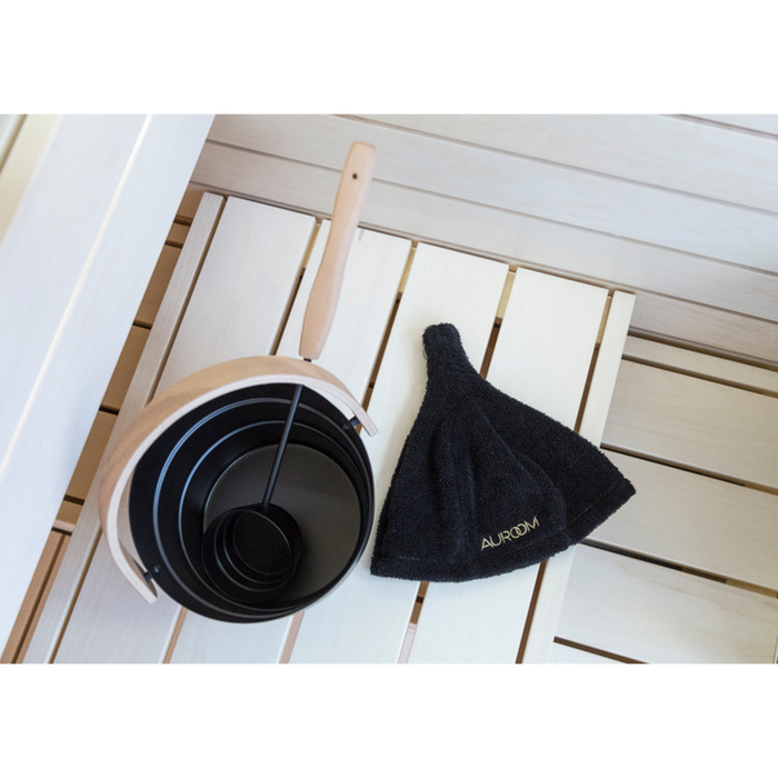Auroom Sauna Pail and Ladle, and Sauna Hat