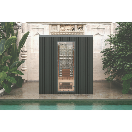 Auroom Garda 4-6 Person Traditional Outdoor Sauna - Opposite Bench Layout
