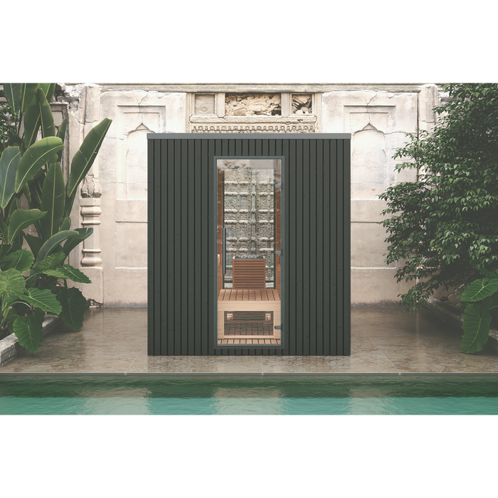 Auroom Garda 4-6 Person Traditional Outdoor Sauna - Opposite Bench Layout