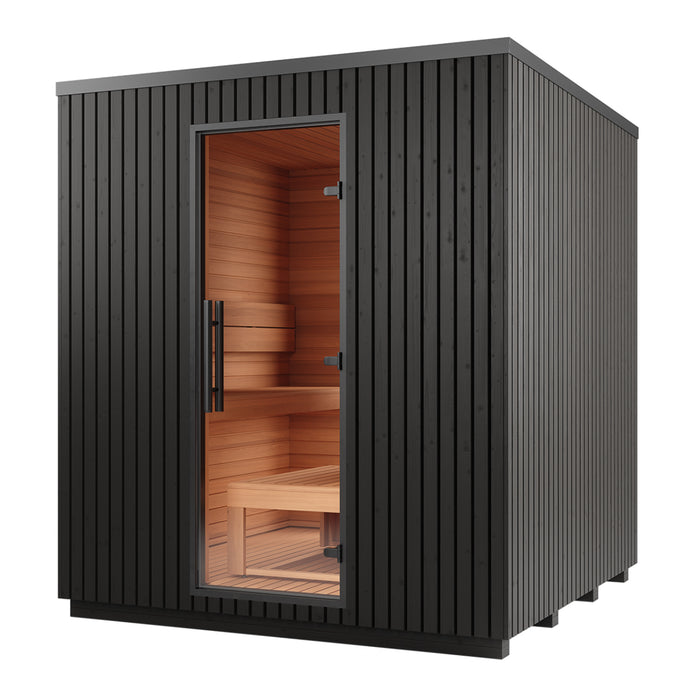 Auroom Garda 4-6 Person Traditional Outdoor Sauna - Opposite Bench Layout