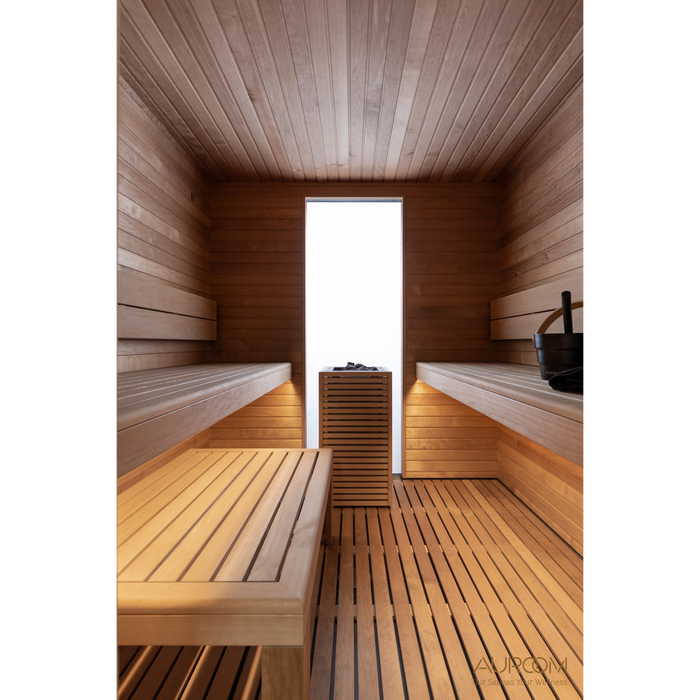 Auroom Garda 4-6 Person Traditional Outdoor Sauna - Opposite Bench Layout