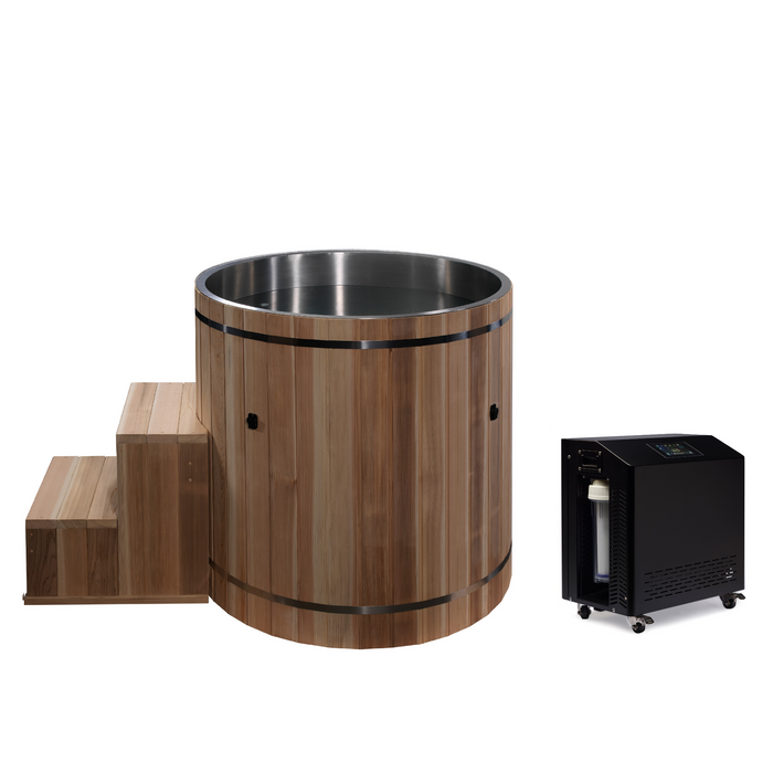 Dynamic Cold Therapy Barrel 316 Ultra Stainless Steel Cold Plunge with Pacific Cedar Exterior 8