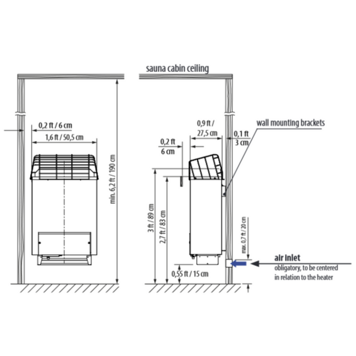 EOS Gracil W 6kW Wall-Mounted Electric Sauna Heater