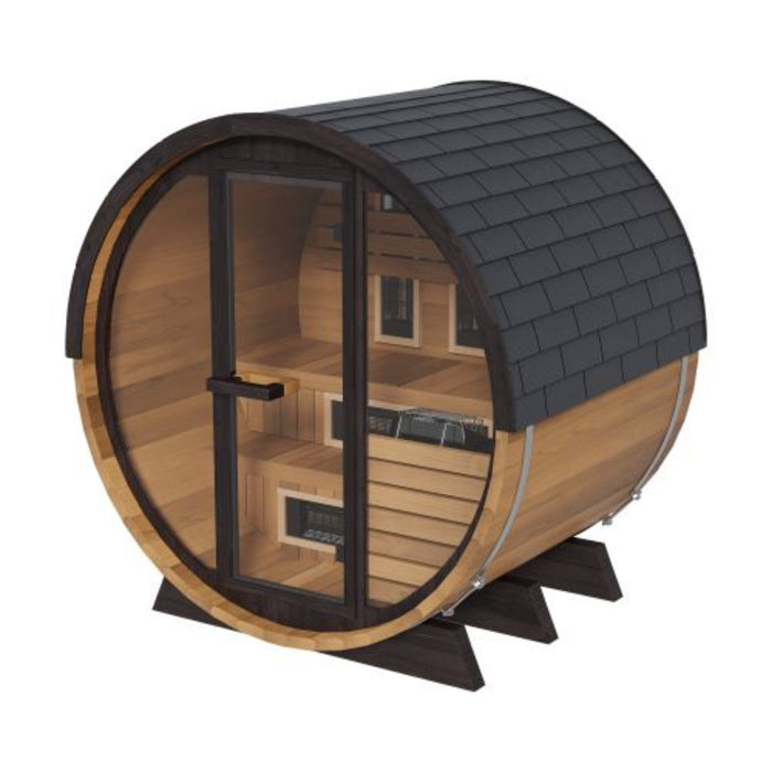 Finnmark FD-6 4-Person Cedar Traditional-Infrared Barrel Sauna | FD-KN006