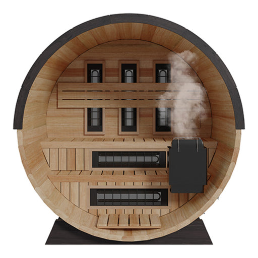 Finnmark Trinity FD-7 4-Person Thermo-Aspen Combination Traditional + Infrared Barrel Sauna | FD-KN007