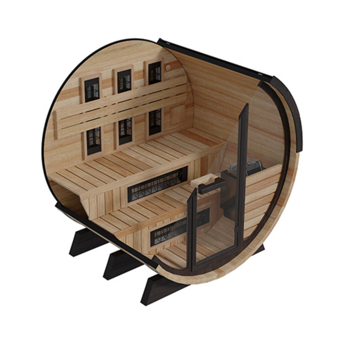 Finnmark Trinity FD-7 4-Person Thermo-Aspen Combination Traditional + Infrared Barrel Sauna | FD-KN007