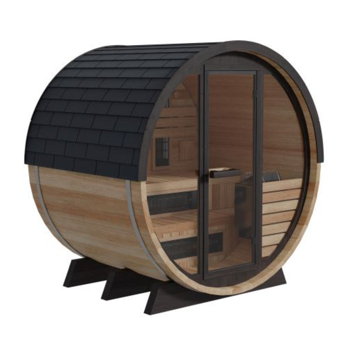 Finnmark Trinity FD-7 4-Person Thermo-Aspen Combination Traditional + Infrared Barrel Sauna | FD-KN007