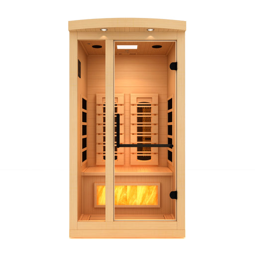 Golden Designs 1-2-Person Full Spectrum PureTech™ Near Zero EMF FAR Infrared Sauna with Himalayan Salt Bar 1