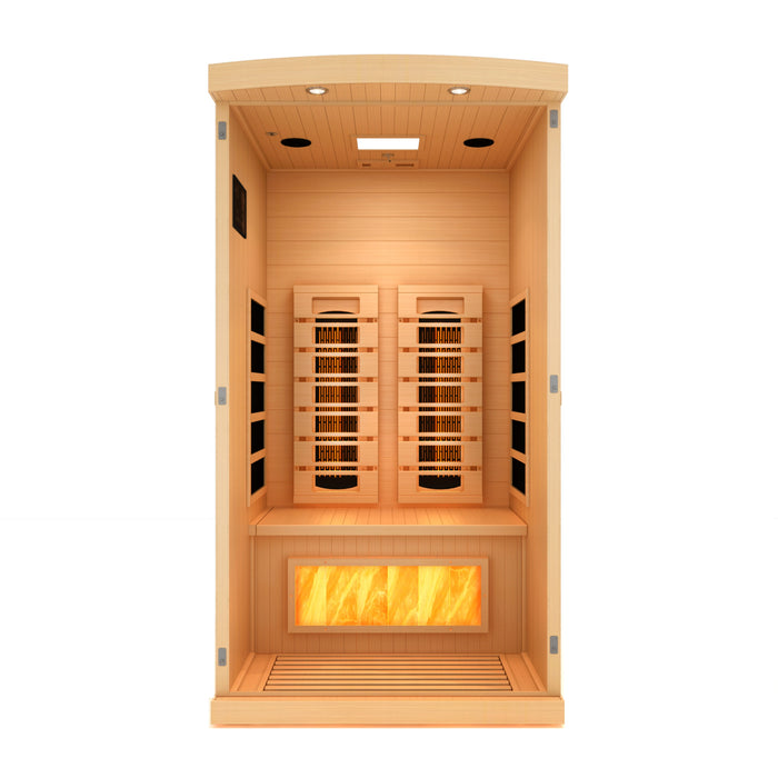 Golden Designs 1-2-Person Full Spectrum PureTech™ Near Zero EMF FAR Infrared Sauna with Himalayan Salt Bar 3