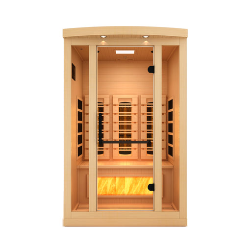 Golden Designs 2-Person Full Spectrum PureTech™ Near Zero EMF FAR Infrared Sauna with Himalayan Salt Bar 1