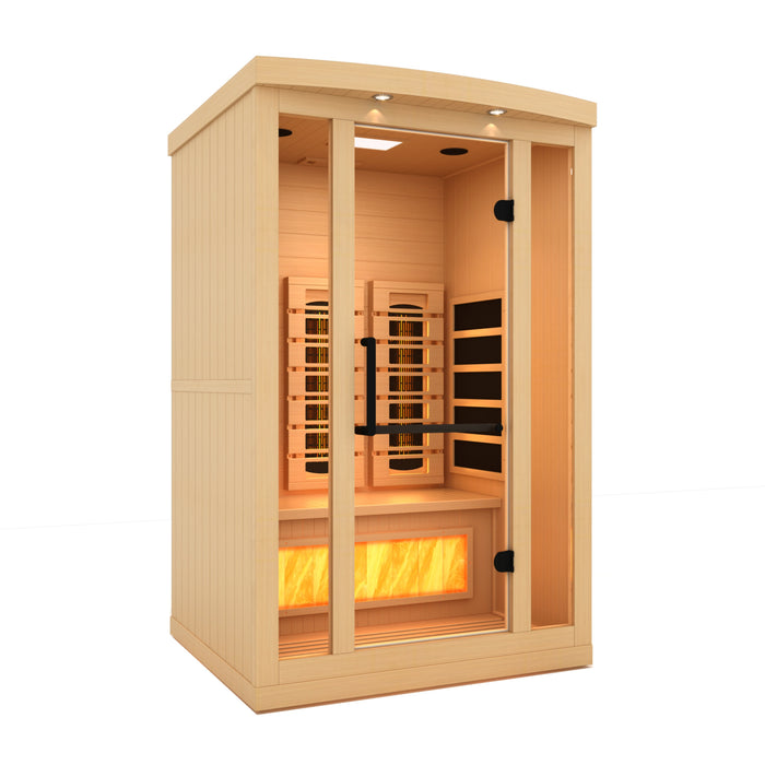 Golden Designs 2-Person Full Spectrum PureTech™ Near Zero EMF FAR Infrared Sauna with Himalayan Salt Bar 3