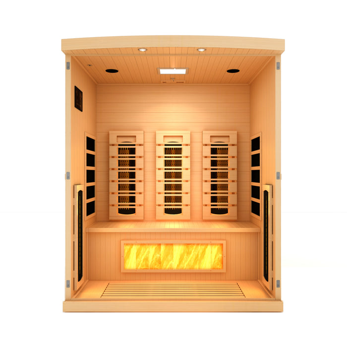 Golden Designs 3-Person Full Spectrum PureTech™ Near Zero EMF FAR Infrared Sauna with Himalayan Salt Bar 5