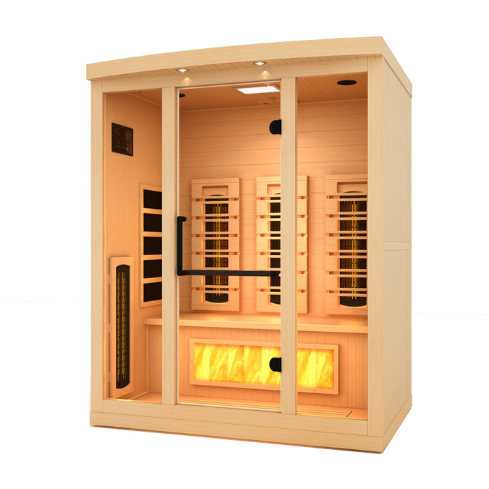 Golden Designs 3-Person Full Spectrum PureTech™ Near Zero EMF FAR Infrared Sauna with Himalayan Salt Bar 2