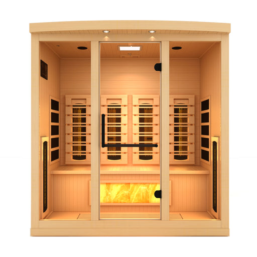 Golden Designs 4-Person Full Spectrum PureTech™ Near Zero EMF FAR Infrared Sauna with Himalayan Salt Bar 1