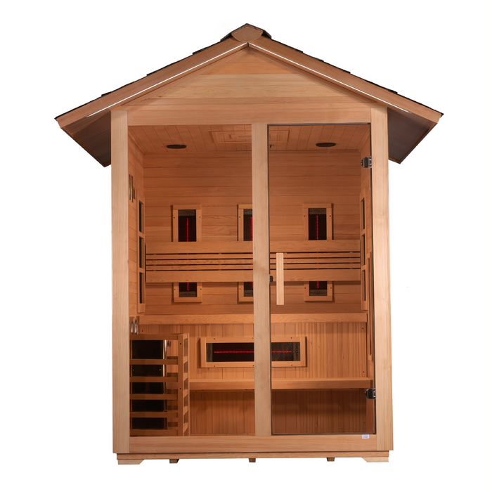 Golden Designs "Carinthia" 3 Person Hybrid (PureTech™ Full Spectrum IR or Traditional Stove) Outdoor Sauna 1