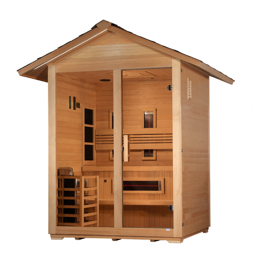 Golden Designs "Carinthia" 3-Person Hybrid (PureTech™ Full Spectrum IR or Traditional Stove) Outdoor Sauna | GDI-8123-01