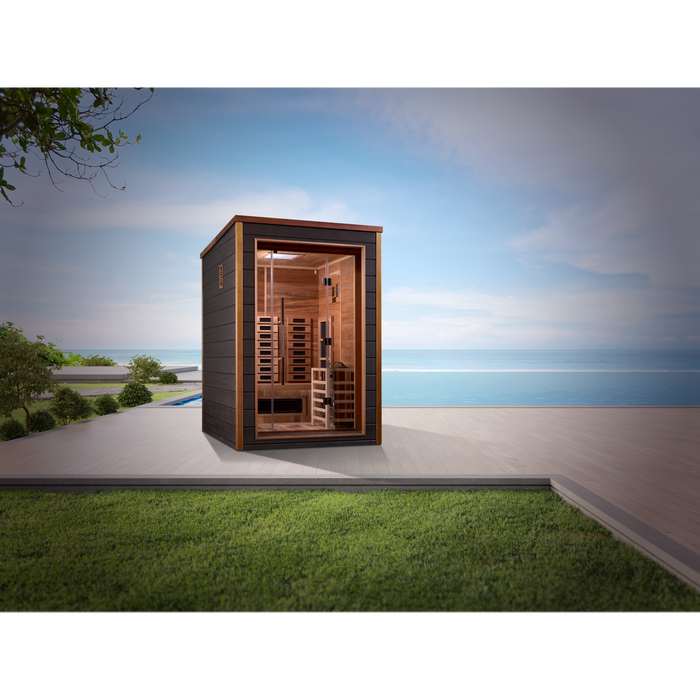 Golden Designs Nora 2 Person Hybrid (PureTech™ Full Spectrum IR or Traditional Stove) Outdoor Sauna 5