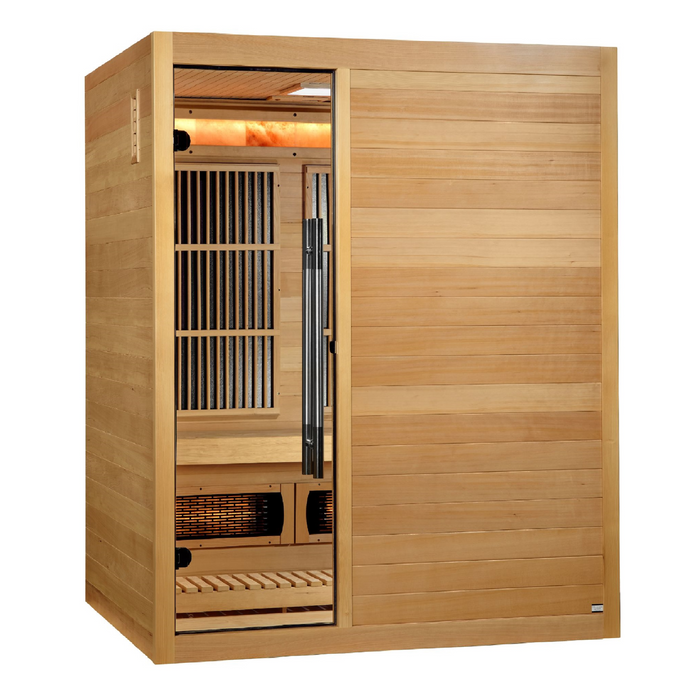 Golden Designs 2025 Soria 3 Person Hybrid Indoor Sauna Featuring Full Spectrum and Harvia Traditional Stove 1